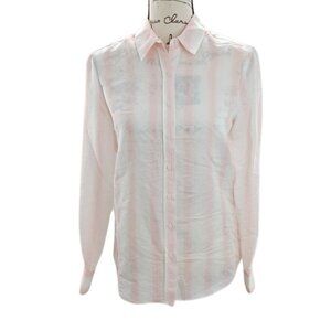 Cremieux Button Down Shirt Pink Collared Lightweight Long Sleeve Striped Size XS